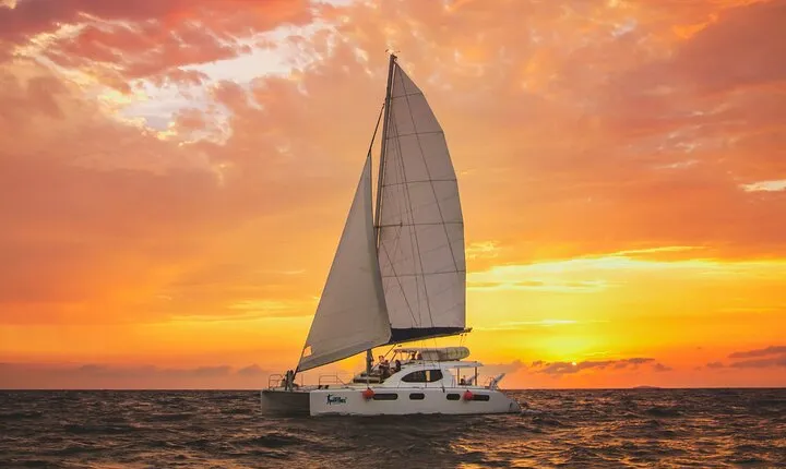 Luxury Sunset Sailing Cruise in Cancun with Light Dinner and Open Bar