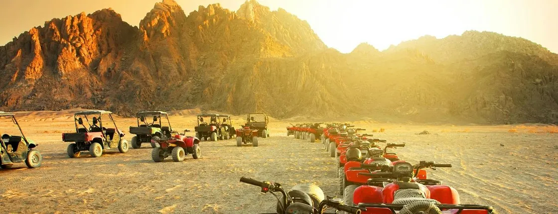 Desert safari by quad bike and 4x4 with Bedouin village dinner