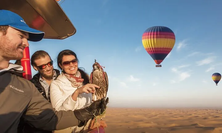 Dubai Beautiful Desert By Hot Air Balloon With Falcon Show and Camel