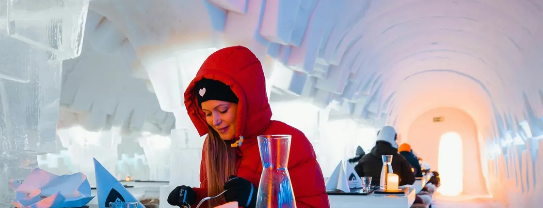 SnowHotel 3-course dinner in Rovaniemi with transfer