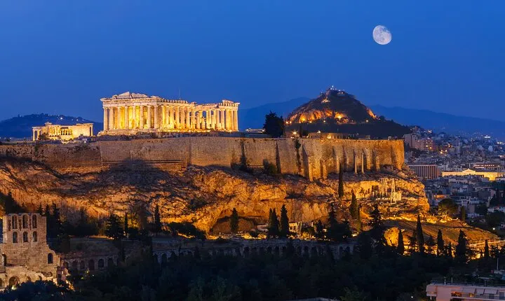 Sunset and Moonlight Private Athens Night Private Tour up 18pax