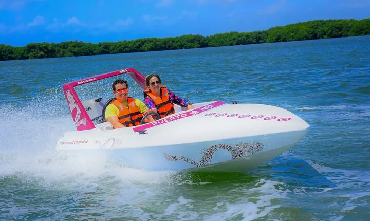 Mayan Jungle Tour Speed Boat Snorkel and Snack