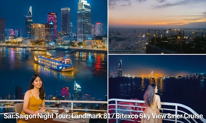 Saigon Night Tour:Landmark 81 or Bitexco Sky View & Dinner Cruise