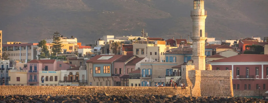 Chania by night with harbourfront dinner