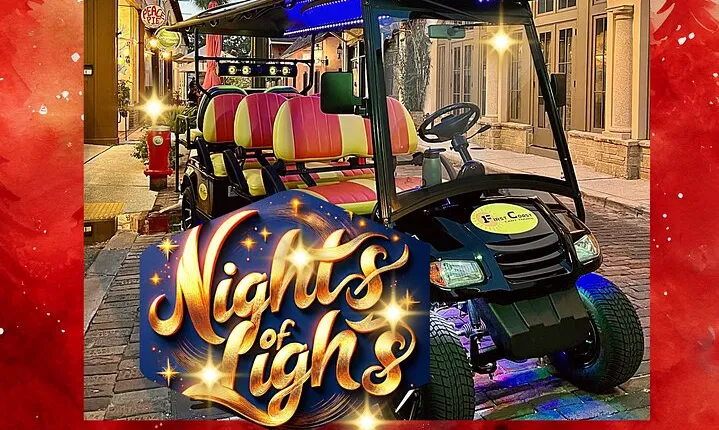 St. Augustine Nights of Lights Tour on Premium Electric Cart