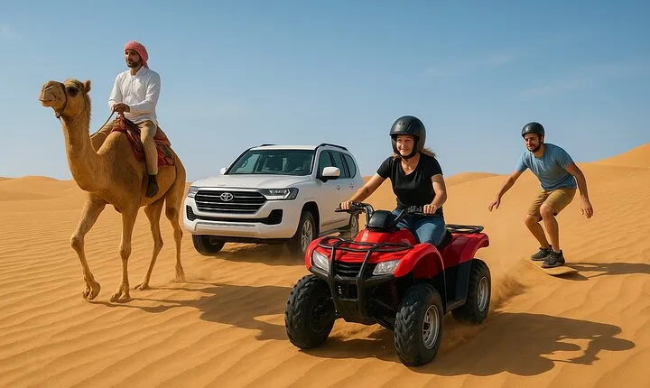 Short Desert Tour with Quad Bike Camel Ride Sandboard & Sunset