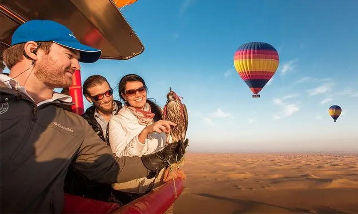 Dubai Desert By Hot Air Balloon With Falcon Show and Camel