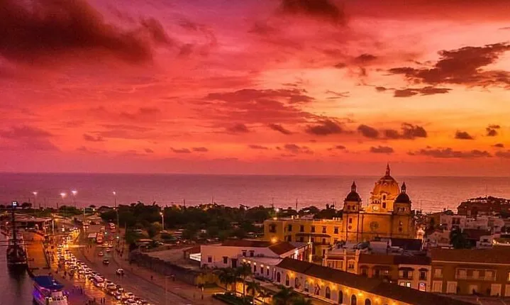 Sunset Navigation through the Bay of Cartagena