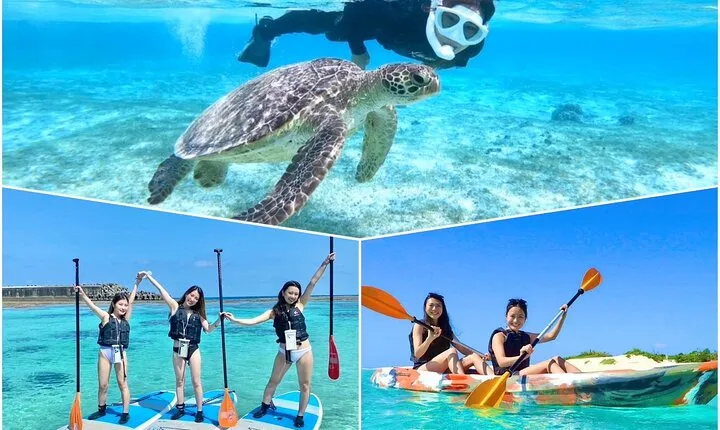 [Okinawa Miyako] SUP / Canoe + sea turtle Snorkeling !! (half-day course)