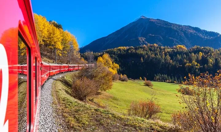 Full Day Tour in Bernina red train and St Moritz from Milan