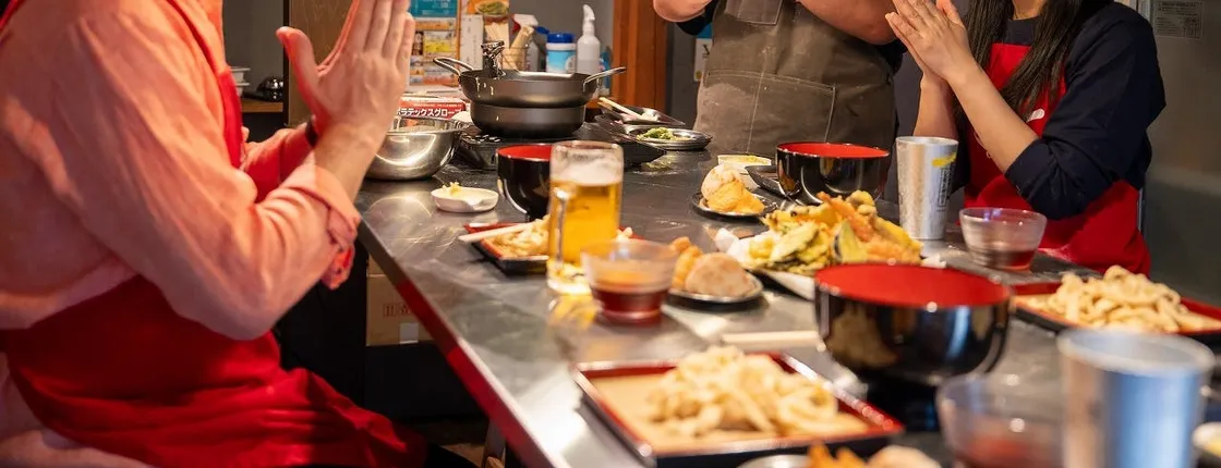 Kyoto udon and tempura cooking class with professional chefs