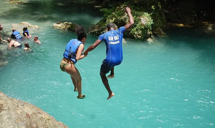 Blue Hole plus Secret Falls and Dunns River Falls Combo from Falmouth Hotels