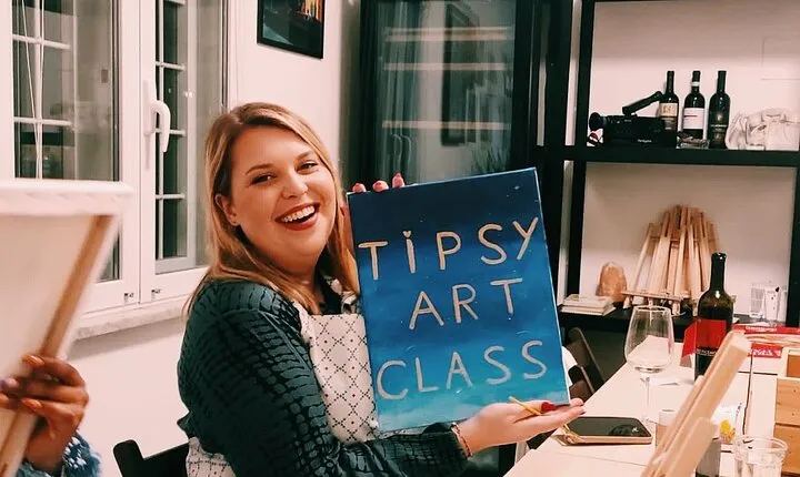 Paint and Free Flowing Wine Art Class in Rome