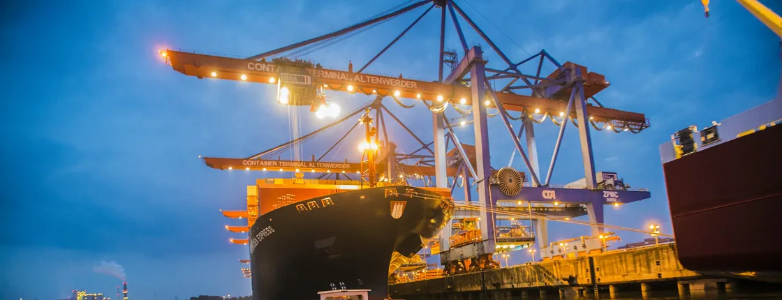 Evening light cruise through the port of Hamburg