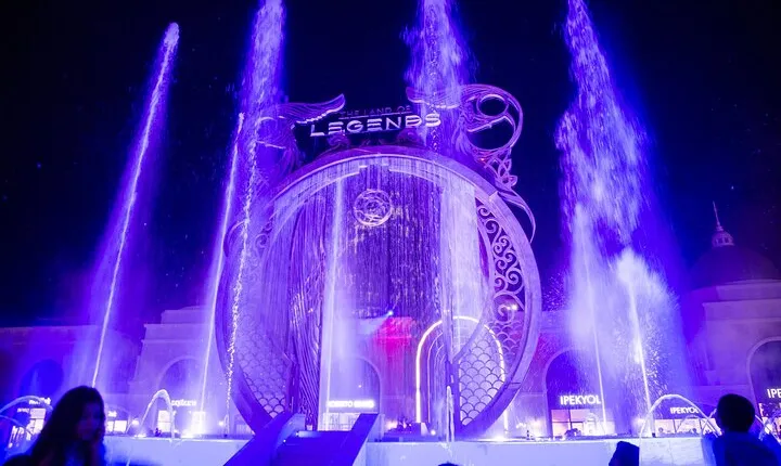 Land Of Legends Night Show from Side in Turkey