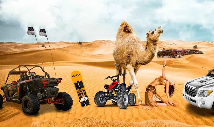 Half Day Desert Safari || Sand Boarding || Camel Ride || Inland Sea Visit ||