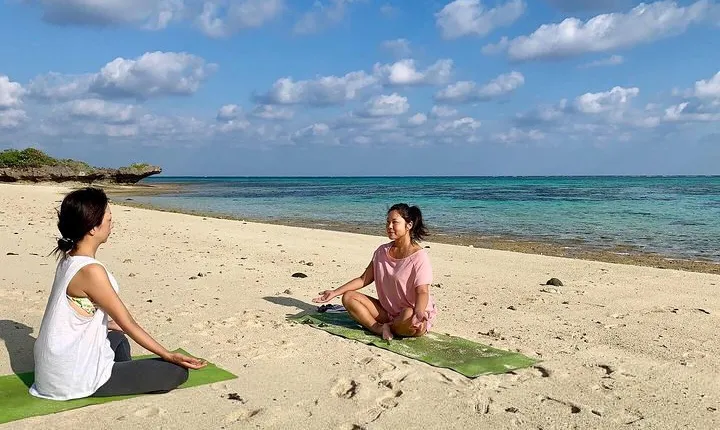 Private beach yoga where you can feel nature and the earth on Ishigaki Island