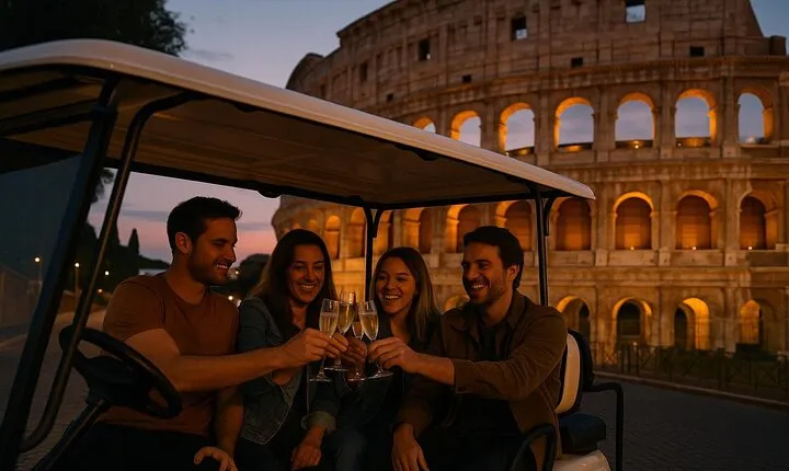 Golf Cart Tour with Prosecco and Colosseum