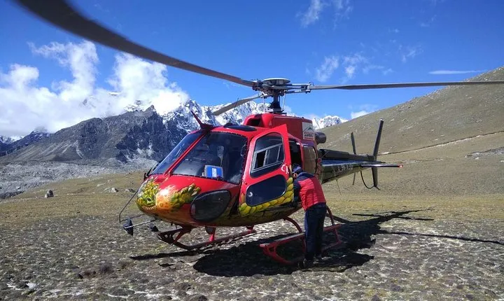Everest Base Camp Helicopter Tour landing at Everest View Hotel.