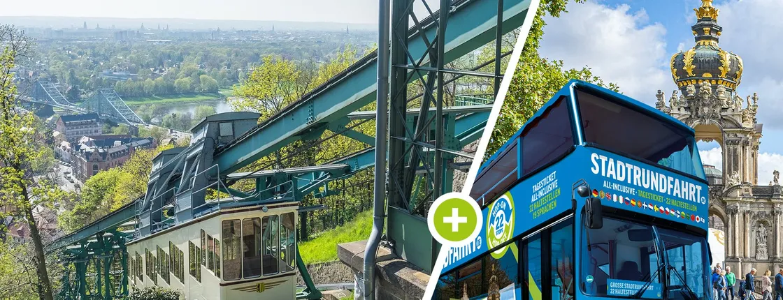 Panorama tour of Dresden with mountain railway and hop-on hop-off bus