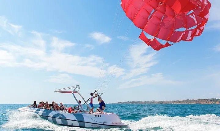 Parasailing from Albufeira Marina by Boat
