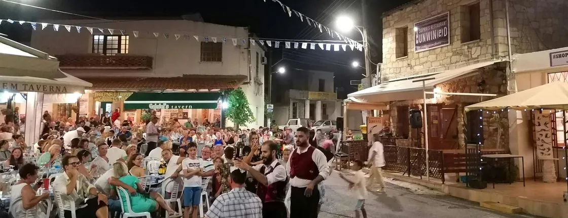 Evening drink at Aphrodite's Rock and Cypriot folk dinner