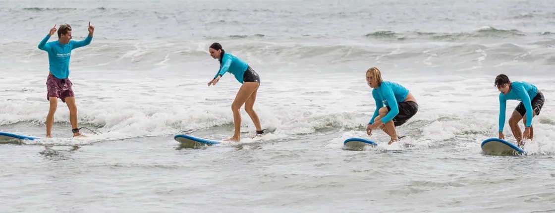 Surfing lesson for beginners at Noosa Heads