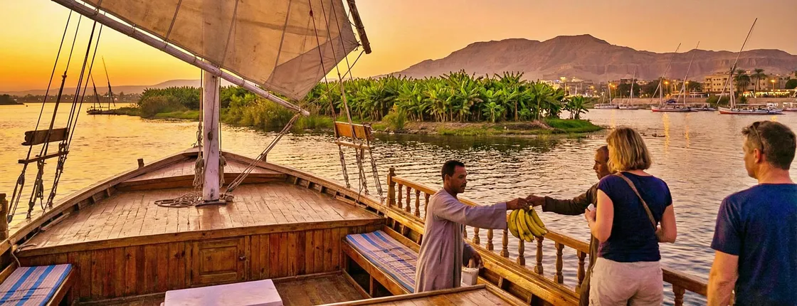 Sunset Banana Island Nile experience onboard a felucca from Luxor