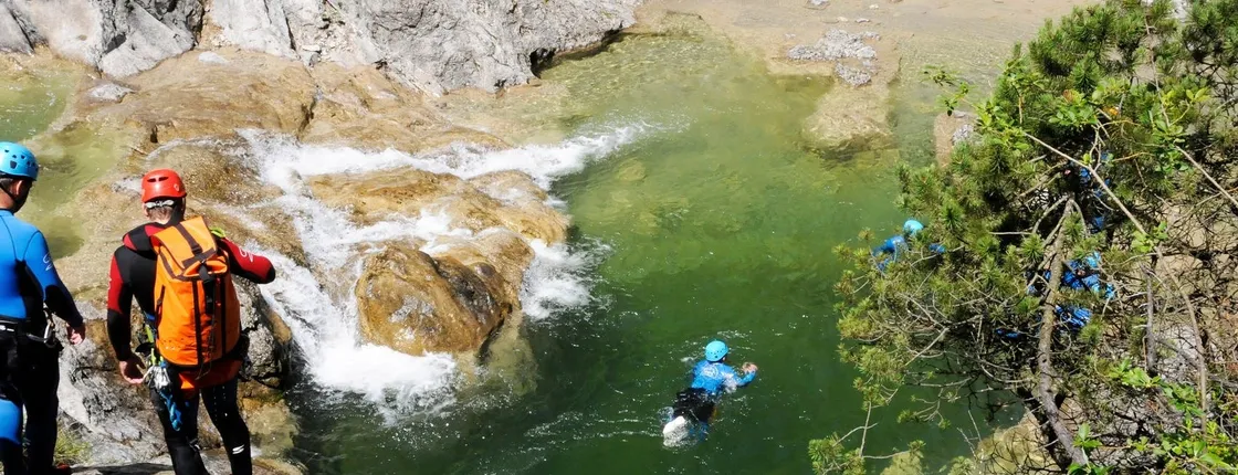Slide and jump advanced canyoning tour in the Auerklamm Canyon