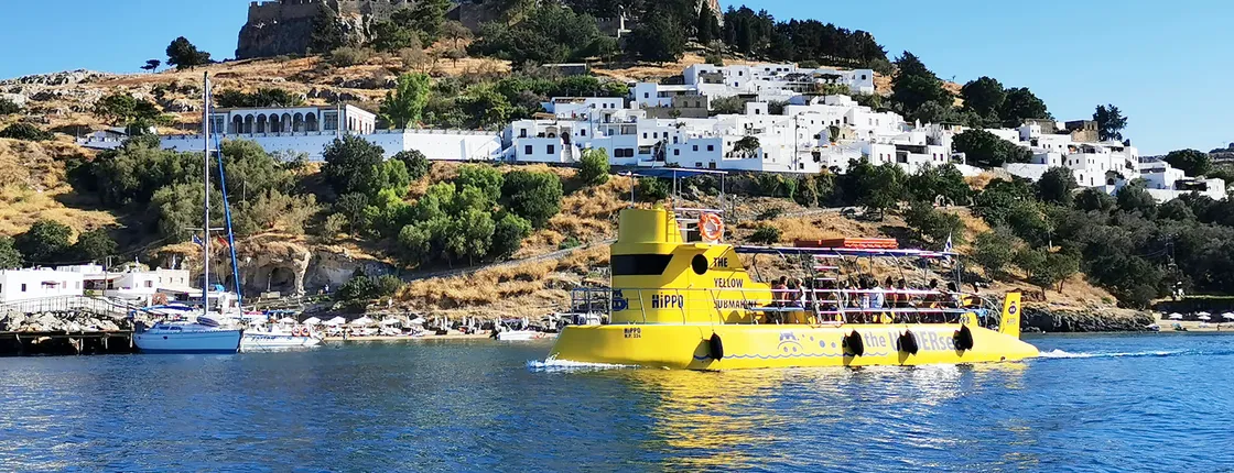 Hippo Submarine Cruise in Lindos with Navarone Bay Swim