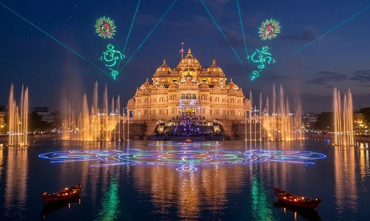 Delhi Akshardham Light and Water Show Private Tour with Options
