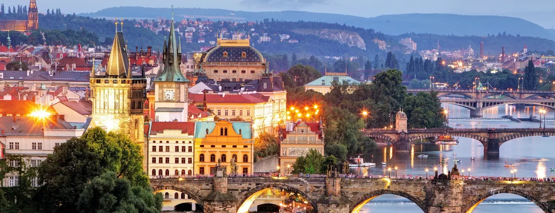 Panoramic views of Prague evening walking tour
