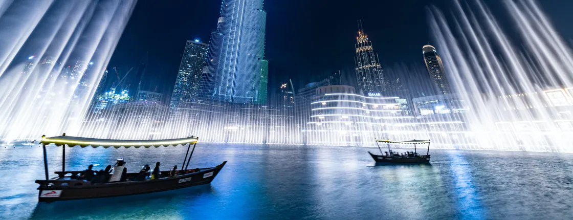 Dubai fountain show and lake ride by traditional boat