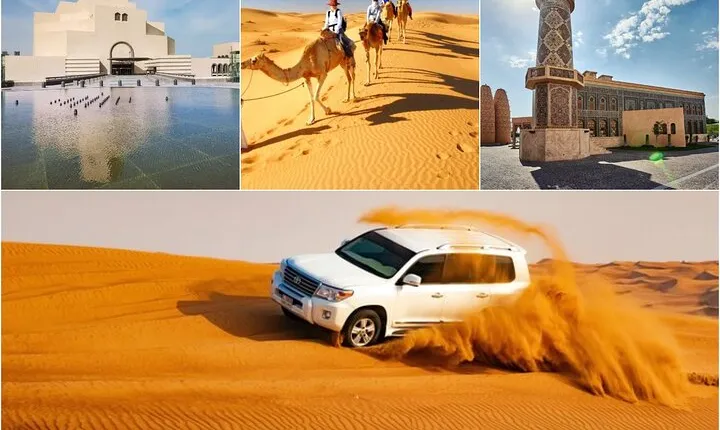 City Tour and Desert Safari with Camel Ride and Sand Boarding