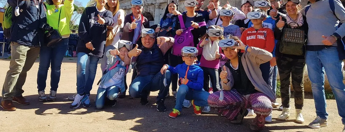 Outside Colosseum virtual reality experience with audio guide