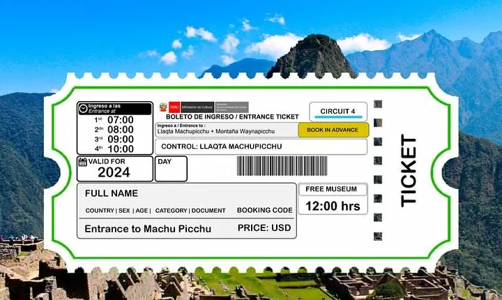 Tickets to Huayna Picchu four time options