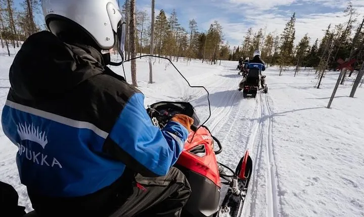 Snowmobiling and Ice Fishing in Apukka Resort, Rovaniemi