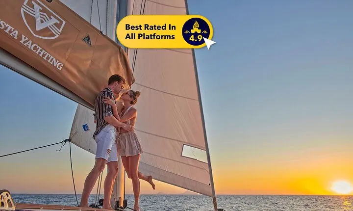 Santorini Platinum Catamaran Cruise with Meal, BBQ and Open Bar