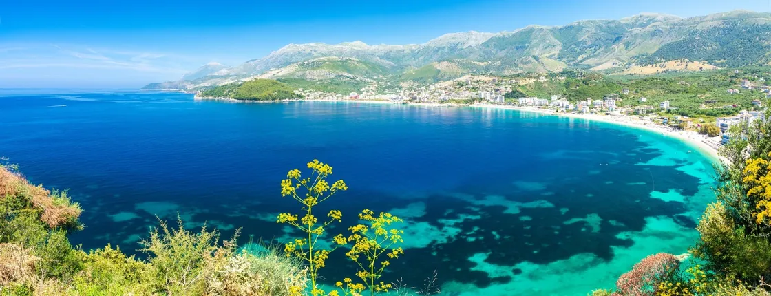 Himare cruise along beaches and caves with snorkel stops