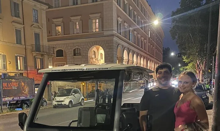 Nightscape Elegance: Rome After Dark with Golf Cart