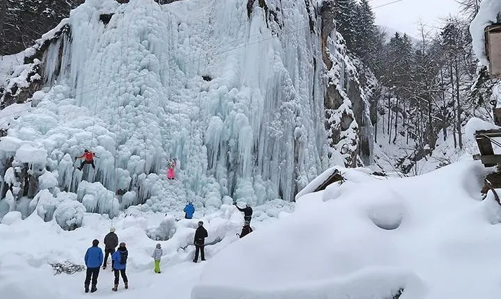Quick Winter Attraction-ice Climbing In Mlaca Gorge In Mojstrana