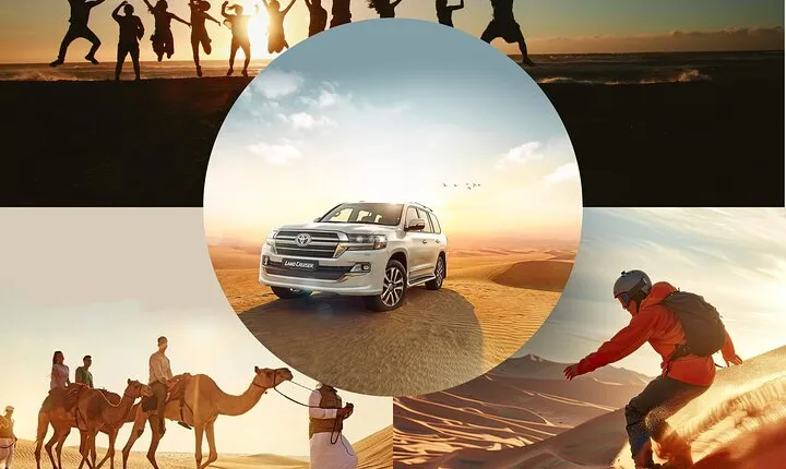 Doha Desert Safari Dune Bashing Camel Ride Sandboarding