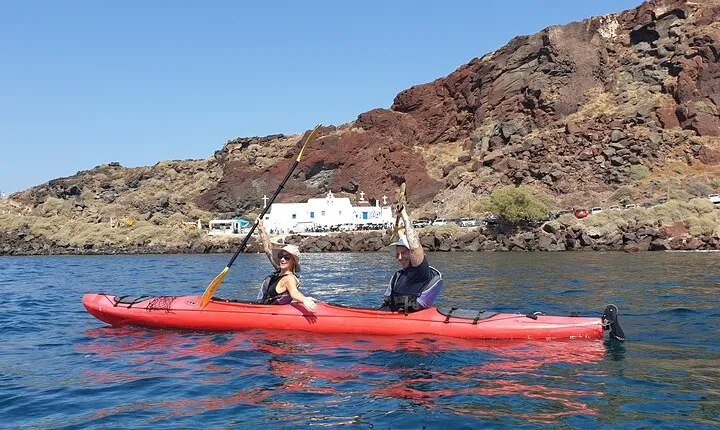 Santorini Sea Kayak - South Discovery, Small Group incl. Sea Caves and picnic
