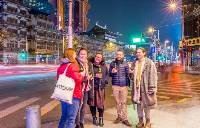 Shanghai By Night: 3-Hour Private Evening Food Tour, incl Drinks