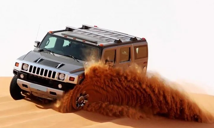 Vip Morning Hummer Desert Safari with Camel Ride Sand Boarding & Refreshment