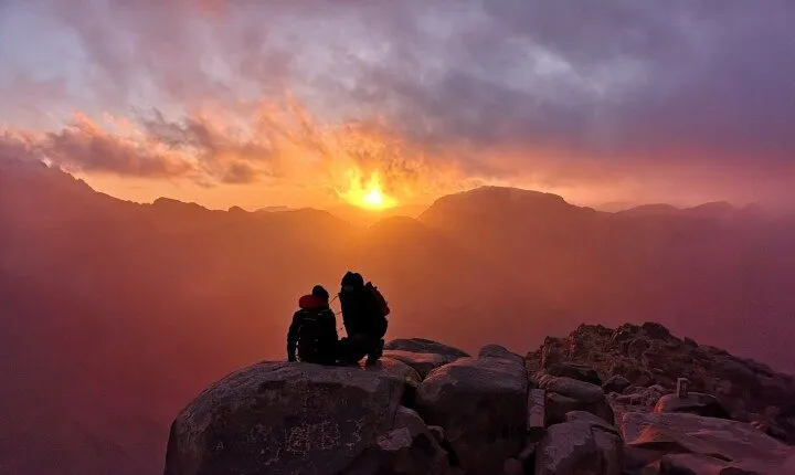 Sunrise at Mount Sinai & St. Catherine monastery from Sharm el Sheikh