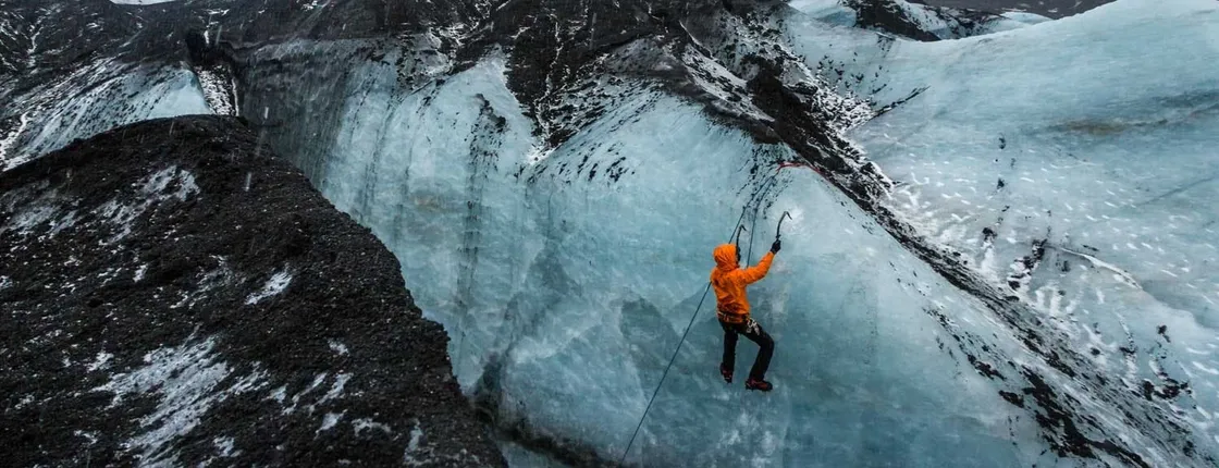 Blue ice glacier hiking adventure at Sólheimajökull