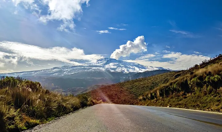 Snowy Ruiz + Hot Springs from Manizales