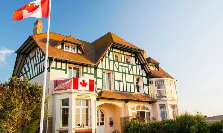 Normandy D-Day Beaches with Juno Beach, bunkers & Canadian Cemetery from Paris