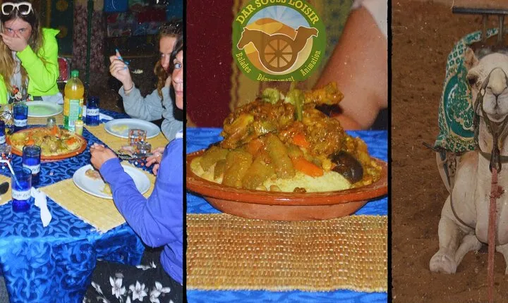 Camel riding in Agadir and couscous dish with Hotel Transfers 